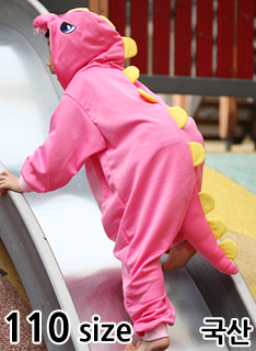 키즈동물잠옷(긴팔단추)-핑크공룡 110 size
